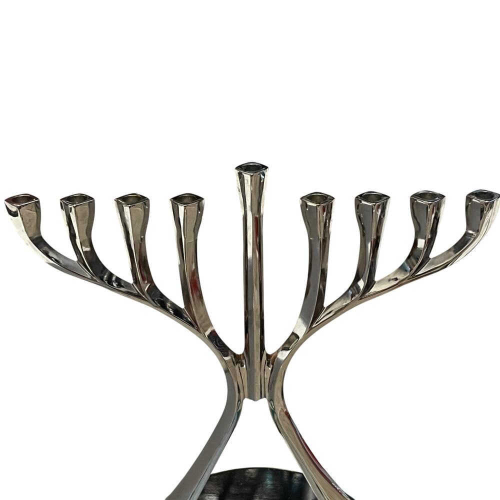 Rite Lite Ltd Silver Tone Modern Menorah Hanukkah